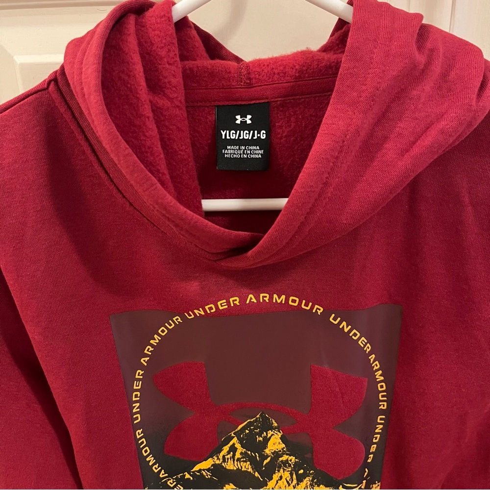 Boys Under Armour Maroon Hoodie with Logo - Picture 2 of 3
